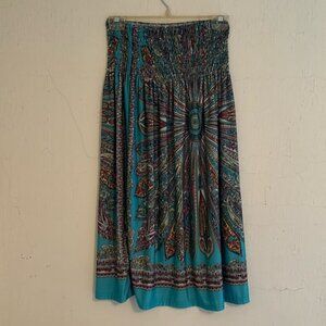 Maxi skirt or tube top dress multicolored and multi patterned boho style…